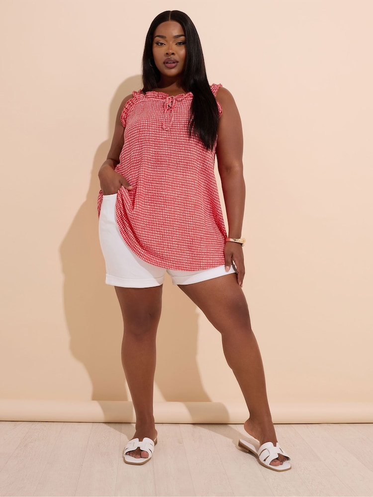 Yours Curve Pink Frilled Strap Swing Cami - Image 2 of 5