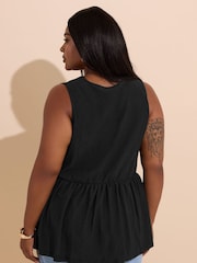 Yours Curve Black Sleeveless Peasant Top - Image 3 of 5