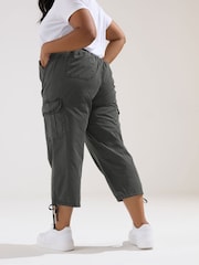 Schwarz - Yours Curve Woven Cargo Cropped 100% Cotton Trousers - Bild 3 von 5