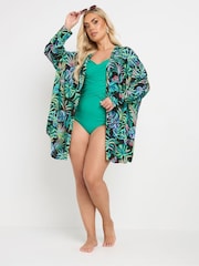 Yours Curve Green Leaf Beach Shirt - Image 3 of 6