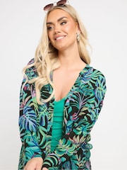 Yours Curve Green Leaf Beach Shirt - Image 5 of 6