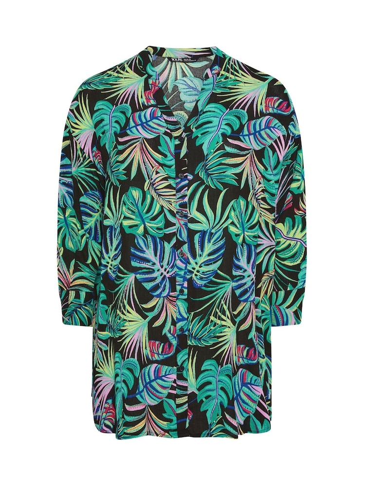 Yours Curve Green Leaf Beach Shirt - Image 6 of 6