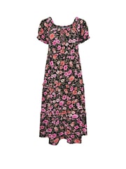 Yours Curve Chrome Black Milkmaid Tiered Maxi Dress - Image 5 of 5