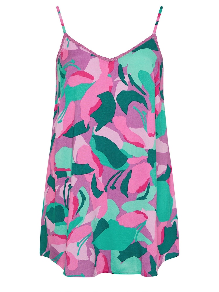 Yours Curve Pink Lace Insert V Cami - Image 2 of 2