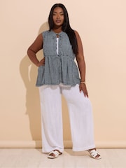 Yours Curve Black Sleeveless Peasant Gingham Top - Image 2 of 5
