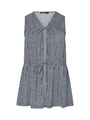 Yours Curve Black Sleeveless Peasant Gingham Top - Image 5 of 5