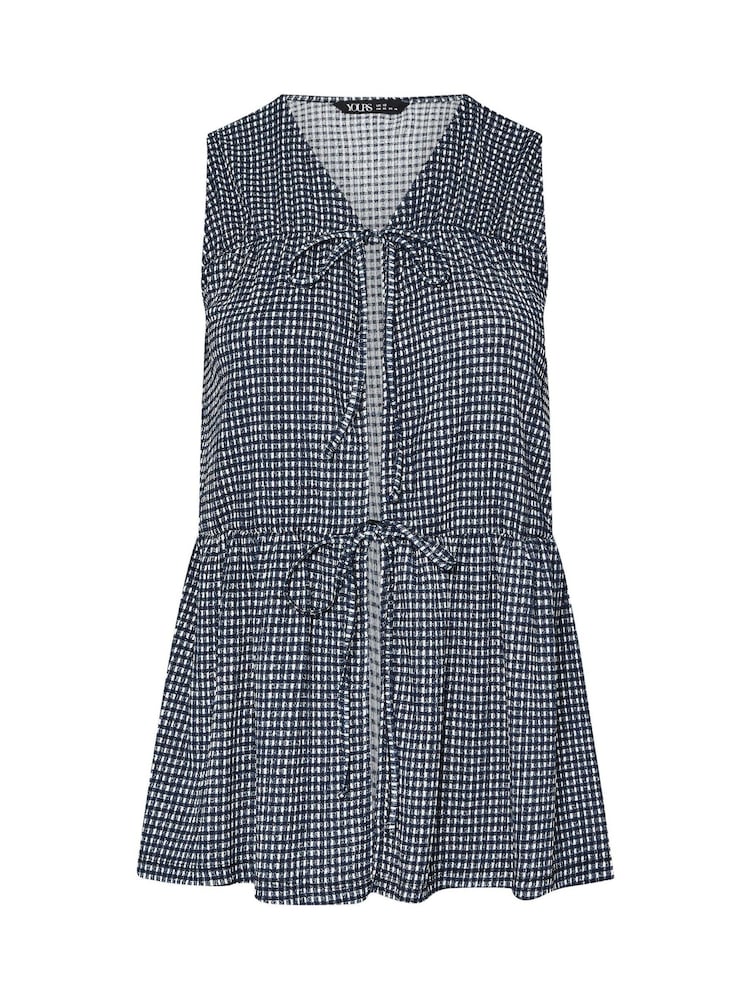 Yours Curve Black Sleeveless Peasant Gingham Top - Image 5 of 5