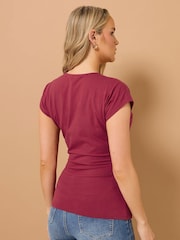 Long Tall Sally Red Grown On Sleeve Wrap Blouse - Image 4 of 6