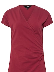 Long Tall Sally Red Grown On Sleeve Wrap Blouse - Image 6 of 6