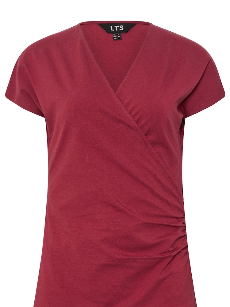 Long Tall Sally Red Grown On Sleeve Wrap Blouse - Image 6 of 6