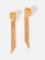 Mint Velvet Gold Tone Shell Drop Earrings - Image 1 of 5