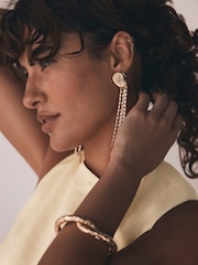 Mint Velvet Gold Tone Shell Drop Earrings - Image 4 of 5