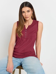 Vermelho - Blusa Henley Pintuck Long Tall Sally 100% algodão sem mangas - Imagem 1 de 5