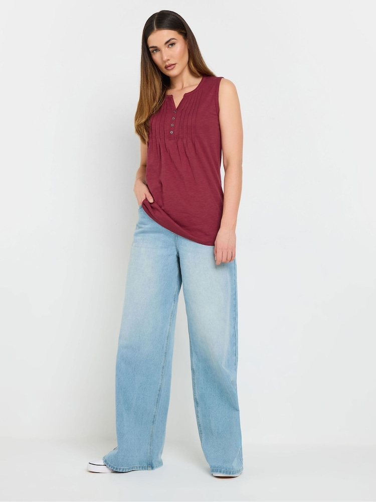 Vermelho - Blusa Henley Pintuck Long Tall Sally 100% algodão sem mangas - Imagem 2 de 5