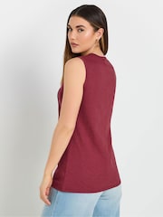 Vermelho - Blusa Henley Pintuck Long Tall Sally 100% algodão sem mangas - Imagem 3 de 5