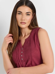Vermelho - Blusa Henley Pintuck Long Tall Sally 100% algodão sem mangas - Imagem 4 de 5
