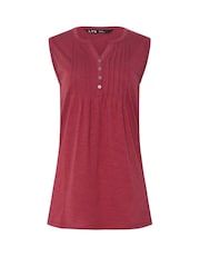 Vermelho - Blusa Henley Pintuck Long Tall Sally 100% algodão sem mangas - Imagem 5 de 5