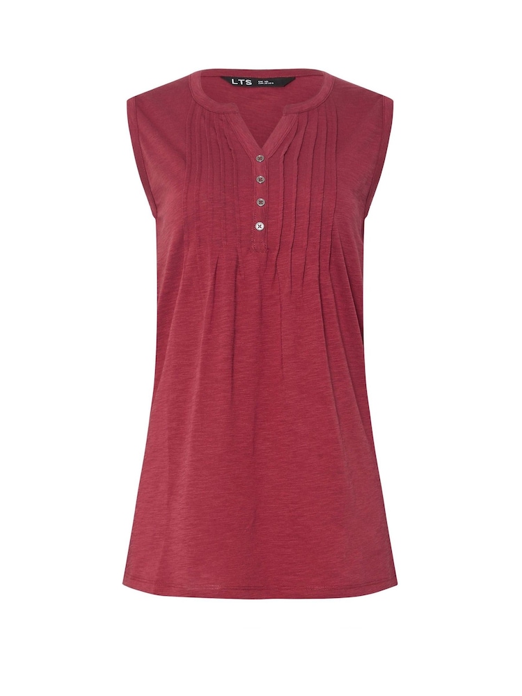 Vermelho - Blusa Henley Pintuck Long Tall Sally 100% algodão sem mangas - Imagem 5 de 5