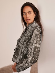 Mint Velvet Green Print Quilted Jacket - Image 2 of 8