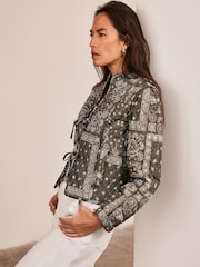 Mint Velvet Green Print Quilted Jacket - Image 3 of 8