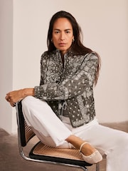 Mint Velvet Green Print Quilted Jacket - Image 5 of 8