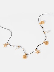 Mint Velvet Gold Tone Rope Shell Charm Necklace - Image 3 of 4