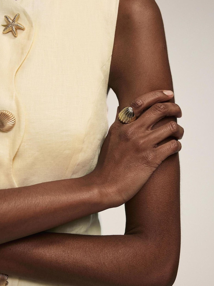 Mint Velvet Gold Tone Statement Shell Ring - Image 4 of 4