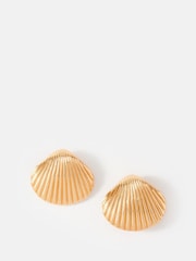 Mint Velvet Gold Tone Statement Shell Earrings - Image 2 of 5
