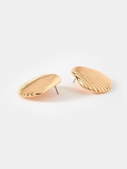 Mint Velvet Gold Tone Statement Shell Earrings - Image 3 of 5