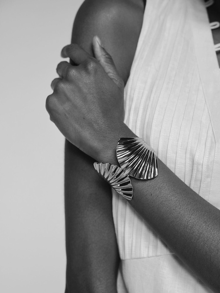 Mint Velvet Silver Tone Statement Shell Cuff Bracelet - Image 2 of 2