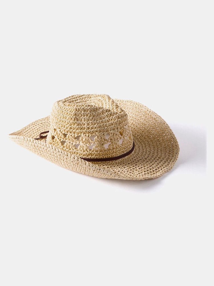 Mint Velvet Natural Straw Cowboy Hat - Image 1 of 5