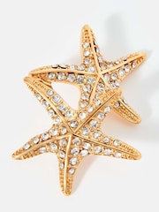 Mint Velvet Gold Tone Crystal Starfish Earrings - Image 3 of 4