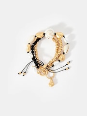 Mint Velvet Gold Tone Shell Friendship Bracelet Set - Image 1 of 4