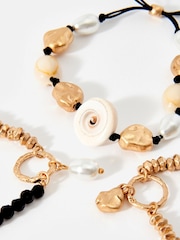 Mint Velvet Gold Tone Shell Friendship Bracelet Set - Image 3 of 4