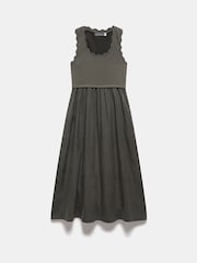 Mint Velvet Green Scallop Detail Woven Midi Dress - Image 6 of 7