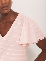 Mint Velvet Pink 100% Cotton V-Neck Top - Image 4 of 8