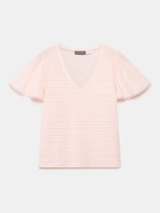 Mint Velvet Pink 100% Cotton V-Neck Top - Image 6 of 8