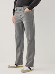 Grey Charcoal Straight Fit Comfort Stretch Jeans - Image 1 of 11