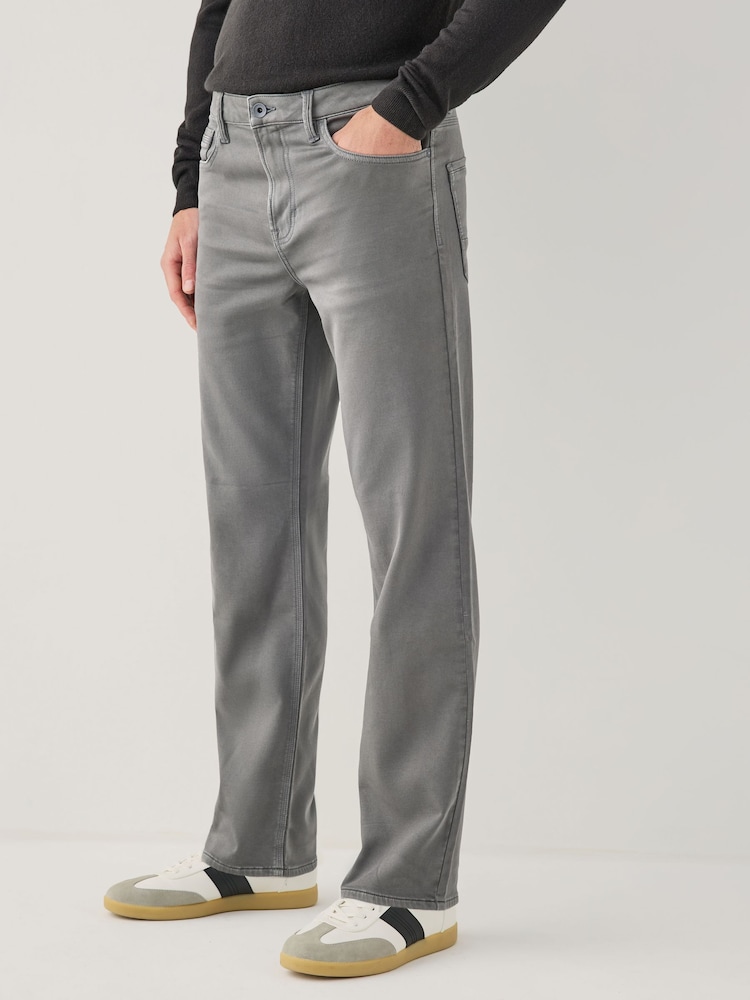 Grey Charcoal Straight Fit Comfort Stretch Jeans - Image 1 of 11 Grey Charcoal Straight Fit Comfort Stretch Jeans - Image 1 of 11
