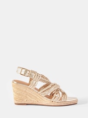 Mint Velvet Gold Susie Leather Rope Wedge Heels - Image 2 of 5