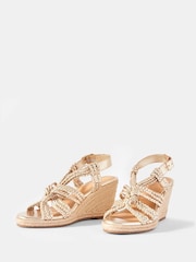 Mint Velvet Gold Susie Leather Rope Wedge Heels - Image 3 of 5