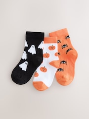 Orange/Black Cotton Rich Halloween Socks 3 Pack - Image 1 of 3