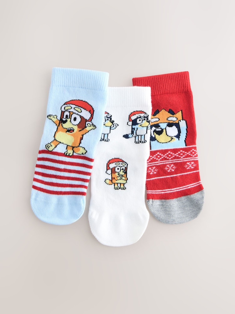 Bluey Christmas License Character Cotton Rich Socks 3 Pack - Image 1 of 3