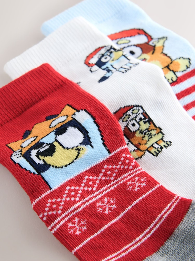 Bluey Christmas License Character Cotton Rich Socks 3 Pack - Image 2 of 3