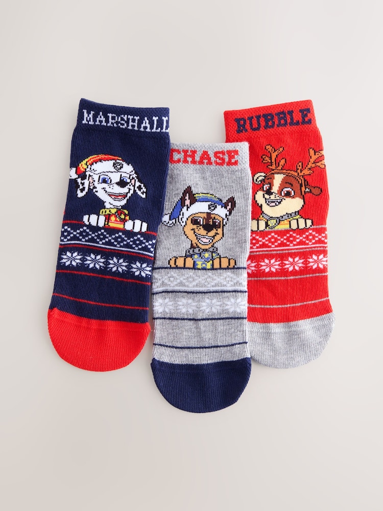 Paw Patrol Christmas License Character Cotton Rich Socks 3 Pack - Image 1 of 3