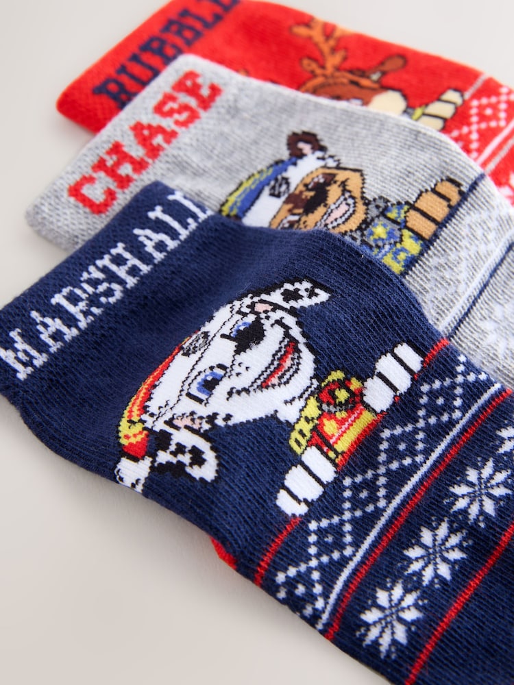 Paw Patrol Christmas License Character Cotton Rich Socks 3 Pack - Image 2 of 3