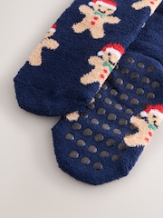 Navy Blue Gingerbread Christmas Cosy Socks 1 Pack - Image 3 of 3