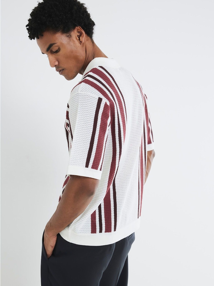 River Island White Textured Stripe Shirt - Image 2 of 3
