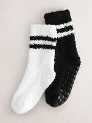 Black/White Tipped Cosy Socks 2 Pack - Image 1 of 3