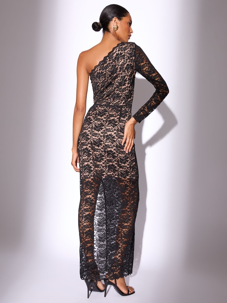 Lace One Shoulder Bodycon Midaxi Dress - Imagen 4 de 4